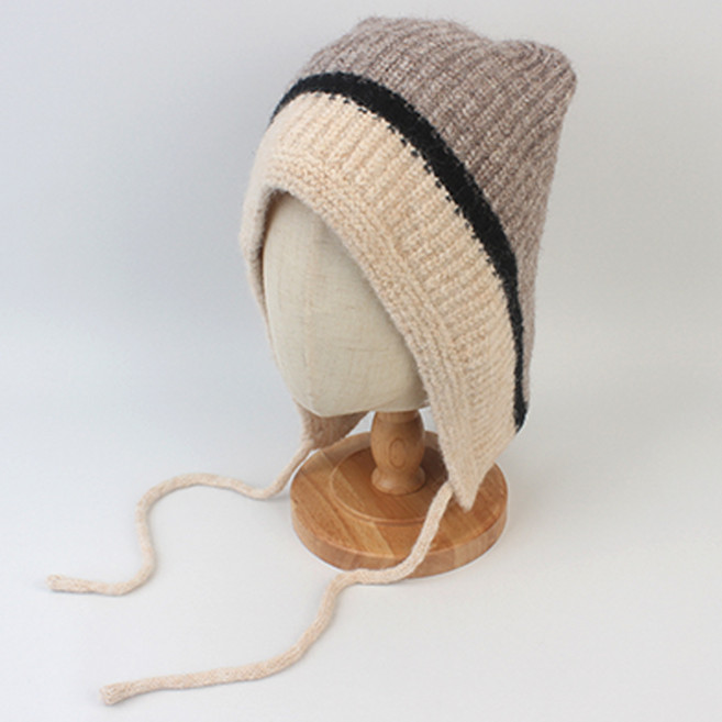 [유니버셜케미스트리] Wool Twotone Cat Gray Earflap Hat 고양이모자