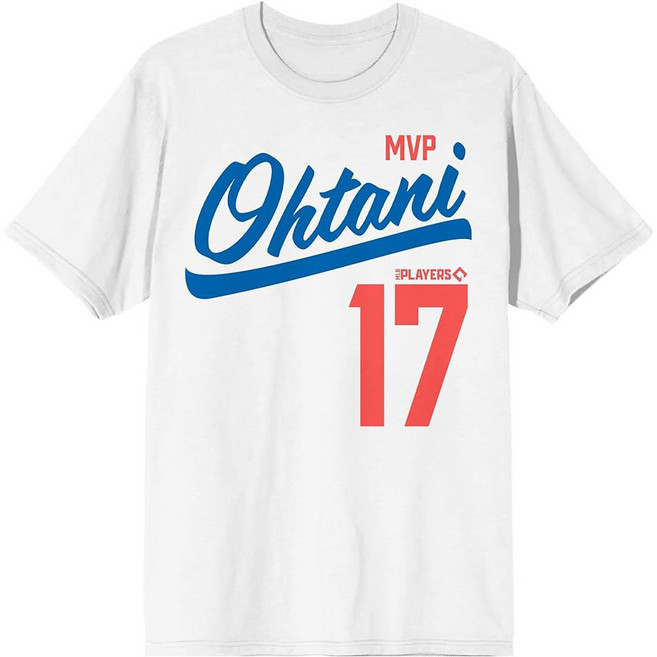 바이오월드 오타니 쇼헤이 MVP 오타니 선수 17번 남자 헤더 그레이 크루넥 반팔 티셔츠, White, Large
