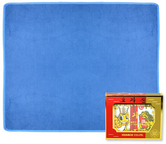 곰곰 대형화투+놀이매트 세트 고스톱 포커 보드게임 마작 윷놀이 화투매트, 레드, 세무, 블루, 1개