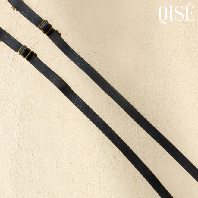 키세언더웨어 8mm 심플 로고 골드 로고 탈부착 어깨끈 블랙