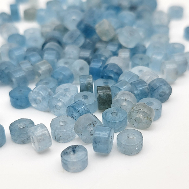 [모크재료방] 아쿠아마린 코인 4mm, 100개, 스카이