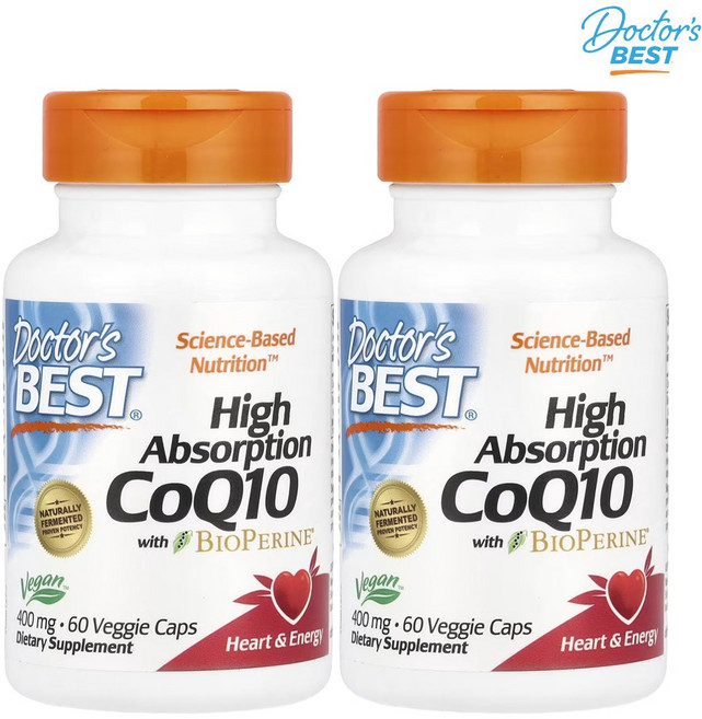 1+1 닥터스베스트 CoQ10 코큐텐 바이오페린 400mg 60베지 유비퀴논 코엔자임 2개, 60정