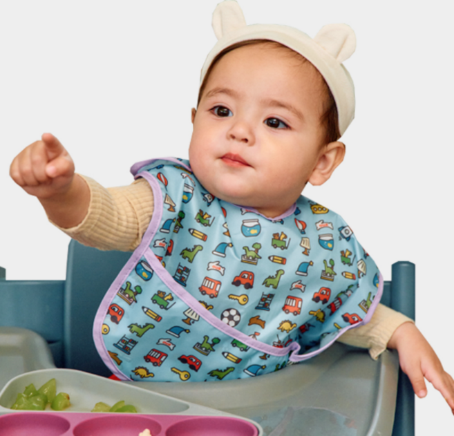 오우아스튜디오 방수 포켓 턱받이 신생아 아기 외출용 휴대용 이유식턱받이, 1개, 1개입, 이지 타입 블루