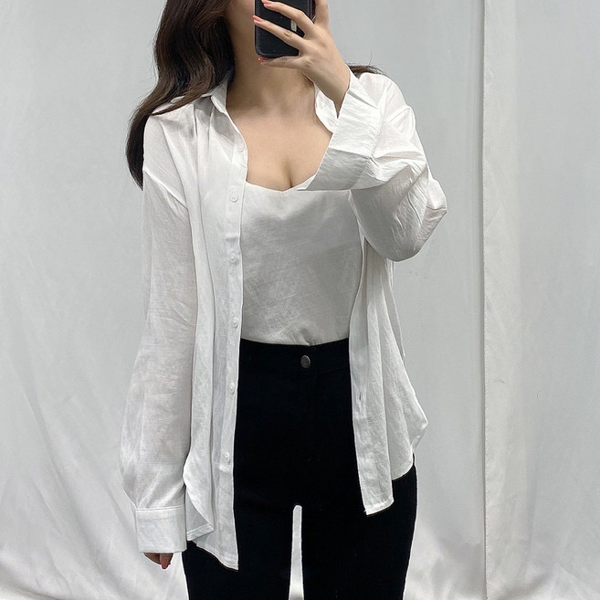 바나나2 찰랑찰랑 끈나시 셔츠 투피스 여성 상의 세트 4color