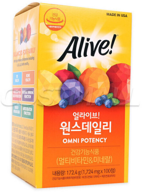 얼라이브 원스 데일리 멀티비타민, 100정, 1개