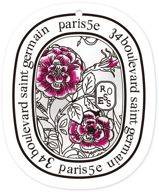 diptyque 吊掛香氛片 車用芳香片, 1個, 厚款【玫瑰香】１片（有色差隨機出貨）