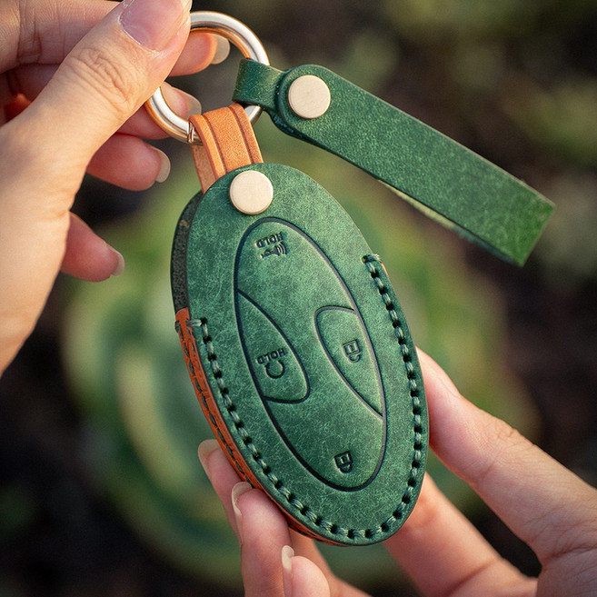 2025 아이오닉6 아반떼CN7 그랜저GN7 쏘나타디엣지 코나SX2 싼타페MX5 호환용품 가죽 키케이스, 7버튼그린