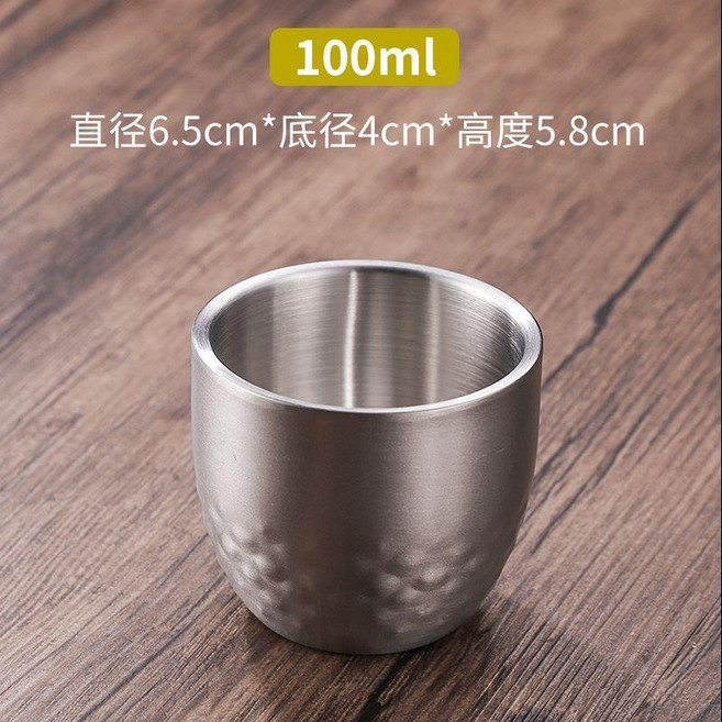 good 304雙層不鏽鋼杯子商用隔熱防摔喝水飲料杯水杯創意盃, 龍鱗紋杯-銀色, 1個