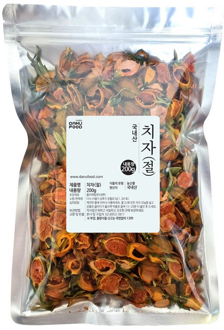 다누푸드 국산 건조 치자 열매 절 치자, 1개, 200g