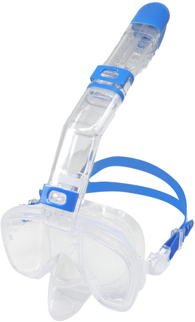 제프 어린이 안전인증 아동 일체형 잠수경 스노클 세트, BLUE