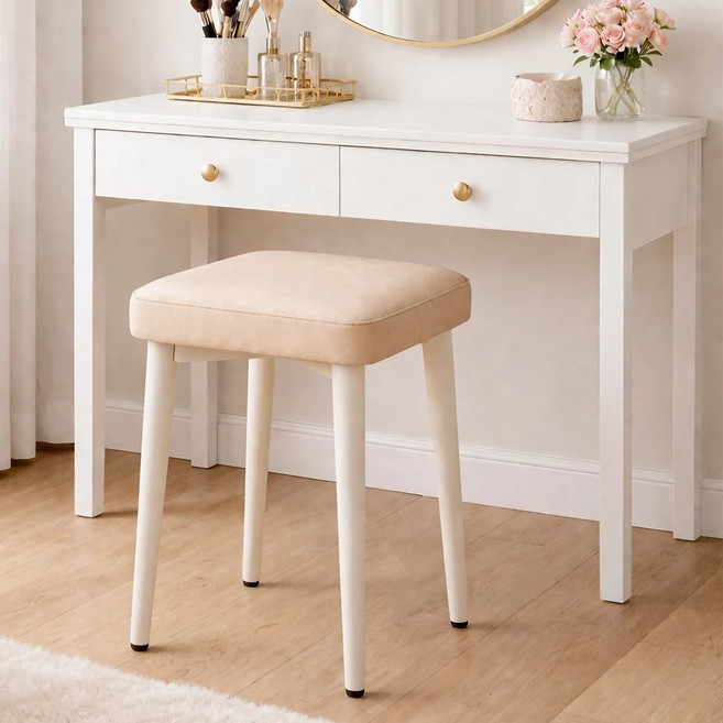 라온프리 푹신한 스툴 화장대의자, 1개, 웜 아이보리