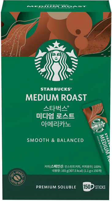 스타벅스 미디엄 로스트 아메리카노 원두커피믹스, 1.1g, 150개입, 1개
