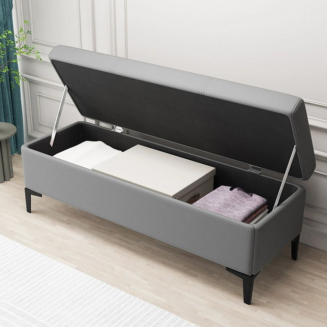 벤치수납의자 간이 발받침 실 벤치 미니 소파 낮은 쇼파 2인소파 벤치쇼파 수납벤치 가죽소파 벤치소파 수납 스툴 스톨, 100x50x45cm 확장형, 1개, 스카이블루