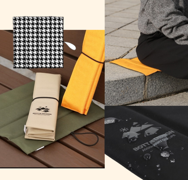 1인용 매트 등산 캠핑 나들이 방수 휴대용 푹신한 미니 방석 돗자리, 블랙