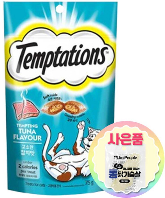 템테이션 고양이 간식 + 증정 통닭가슴살1개, 75g, 1개, 참치맛