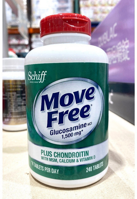 Schiff Move Free 葡萄糖胺軟骨素+MSM+維生素D 240錠, 1個, 240顆