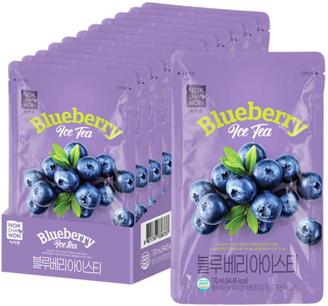 녹차원 블루베리 아이스티, 10개, 170ml