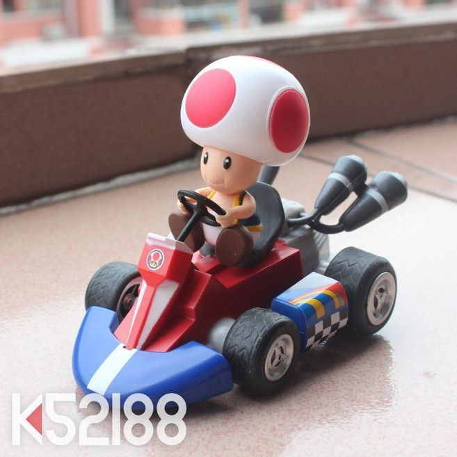 Super Mario 瑪利歐賽車系列 回力車 手辦模型玩偶玩具, 1個, 蘑菇仔高約8cm，吸塑盒子包裝