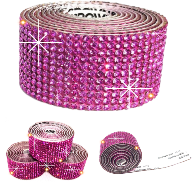 해빛스타 반짝블링 큐빅 테이프 다양한 소품꾸미기 액세서리 DIY 자동차 인테리어, 1개, 핫핑크