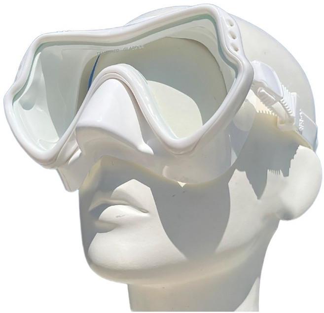 ButterFly Fish 蝴蝶魚 潛水面鏡 MK2204 附收納盒 寬視線 CE認證安全強化玻璃鏡片, 白色