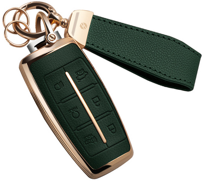 HAKO 소프트 가죽TPU 키케이스+키홀더 (제네시스호환 6버튼 8버튼), G-02, 그린