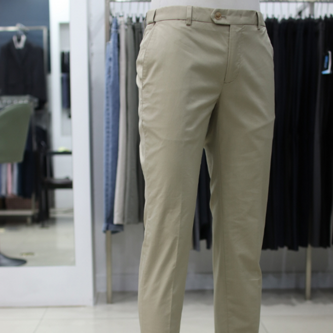 바쏘옴므 팬츠 WSY2PS16ABG 베이지 솔리드 사틴 면스판 밴딩 면바지