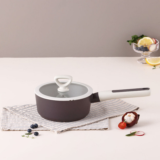 키친플라워 쿠킨 쿠키라떼 인덕션 IH 편수냄비 18cm 라면냄비 이유식 세라믹코팅, 1개