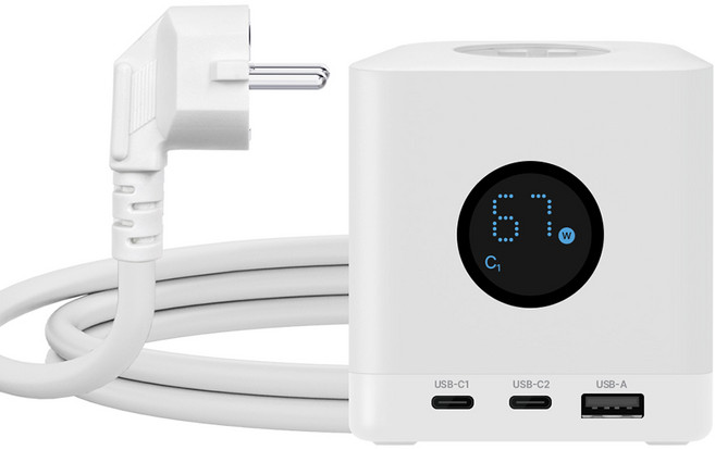 [econer] 초고속 PD USB C타입 고용량 큐브 멀티탭 3구, 1개, 윈터 화이트(WH), 1.8m