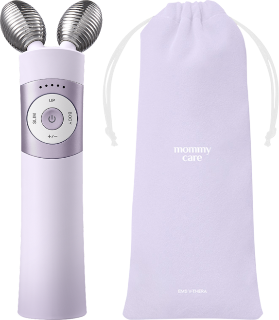 마미케어 홈케어 뷰티 디바이스 얼굴 마사지기 EMS 브이쎄라 + 파우치, 퍼플