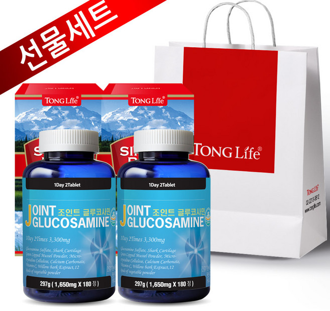 통라이프-초록입홍합 함유-조인트 글루코사민180정 관절건강-2병-선물세트, 2개, 180정