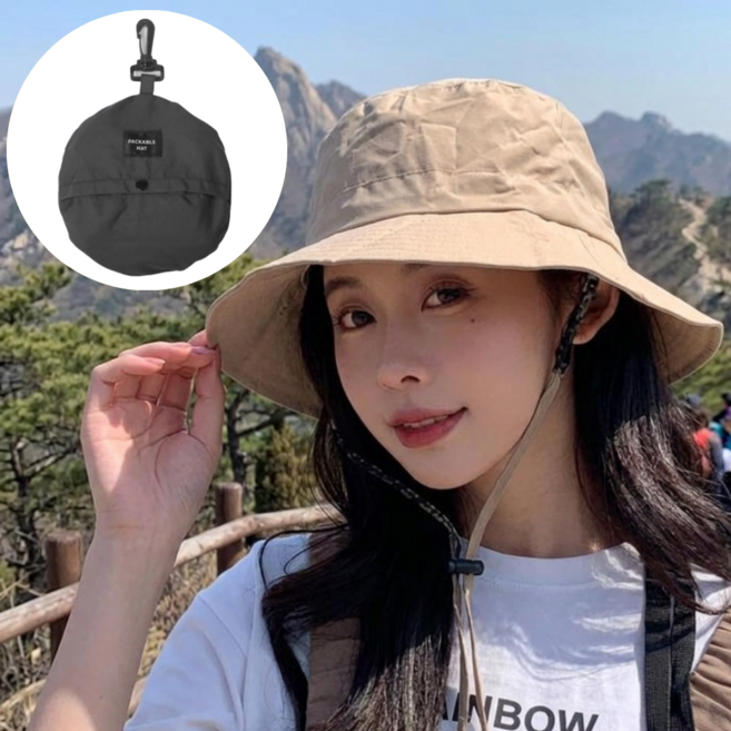 코일리룸 방수 접이식 등산모자 휴대용, 베이지