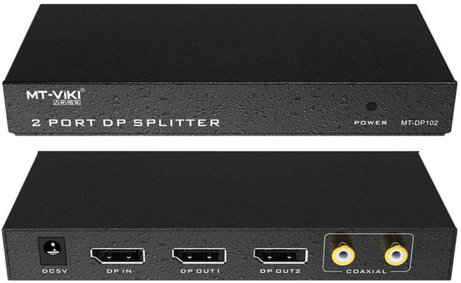 易控王 4K@60Hz DP分配器 1進2出 音訊分離 10米傳輸距離 影音分配器, 1個, 40-201-06