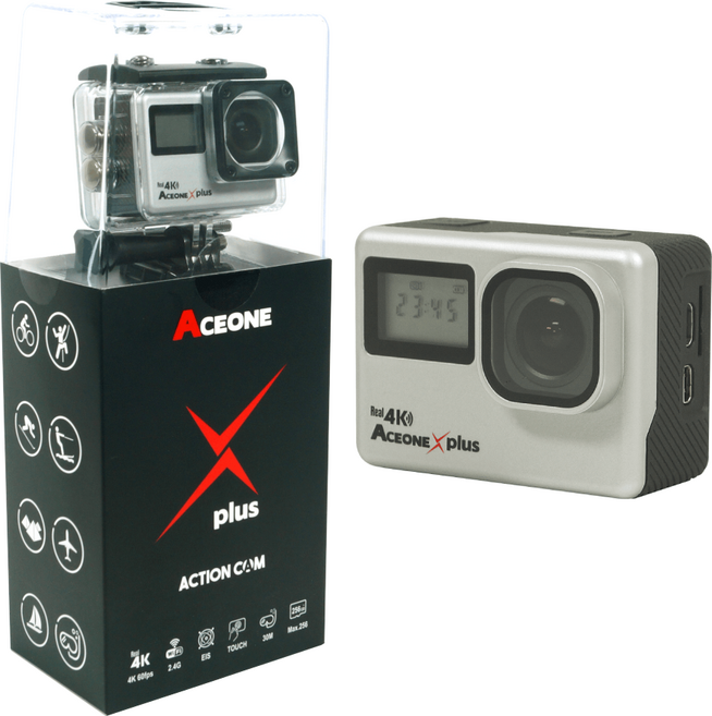 4K 60FPS ACEONE Xplus2 액션캠 왜곡보정 자전거 오토바이 블랙박스 흔들림방지 방수 웹캠, 에이스원 Xplus2액션캠(실버)