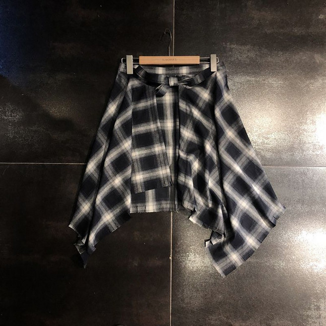 MOSAIRATION 여성 체크 셔츠랩 허리묶음 커버업 포인트아이템 꾸안꾸 힙커버 레이어드 스커트 B0061101