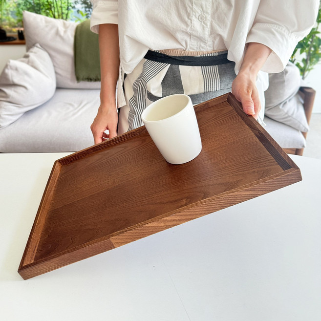 국내제작 논슬립형 우드 트레이 원목 대형 쟁반, 1개, 오크