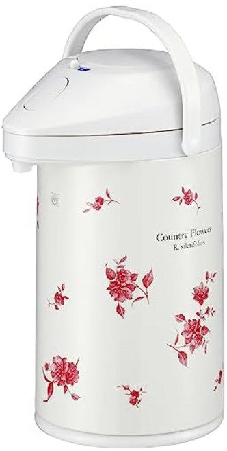 피코크 보온병 공업 (The-peacock) 피콕 에어팟 3.0L 보온 보냉 유리제 보온병 중간 마개 없음 보온 포트 보온력 전기 불필요 푸시식 마법병 포트 컨트리플라워 MPP-3, 1개