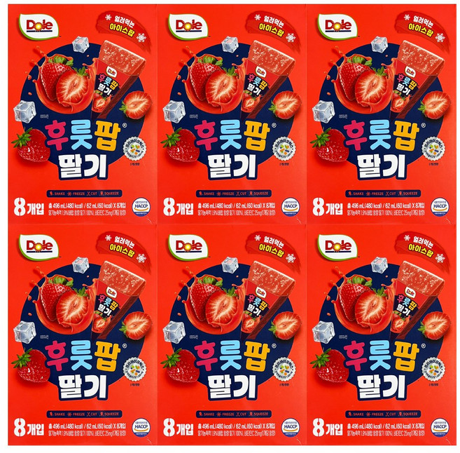 돌 후룻팝 딸기, 6개, 496ml