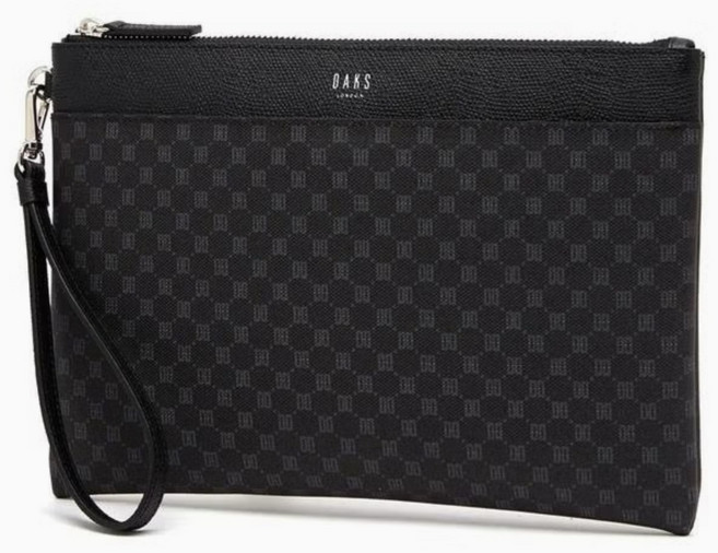 닥스 블랙 로고패턴 클러치백