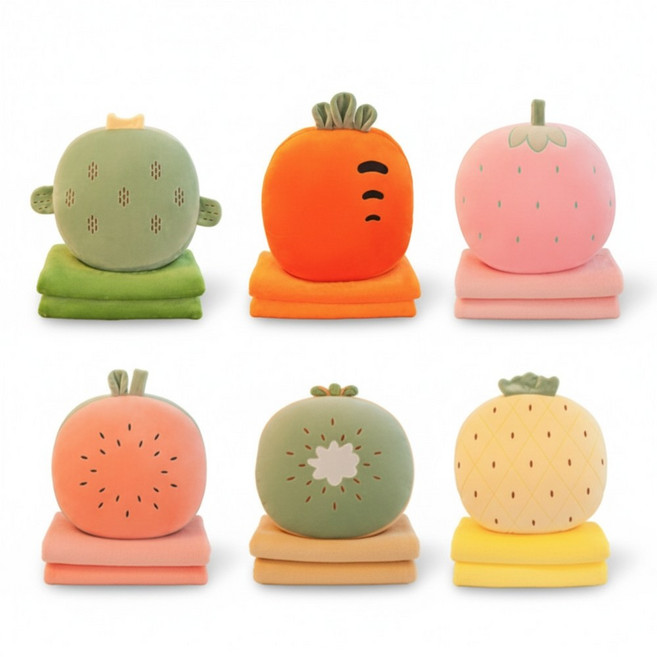 디오티 극세사무릎담요 과일쿠션 블랭킷 사무실겸용 포근선물담요