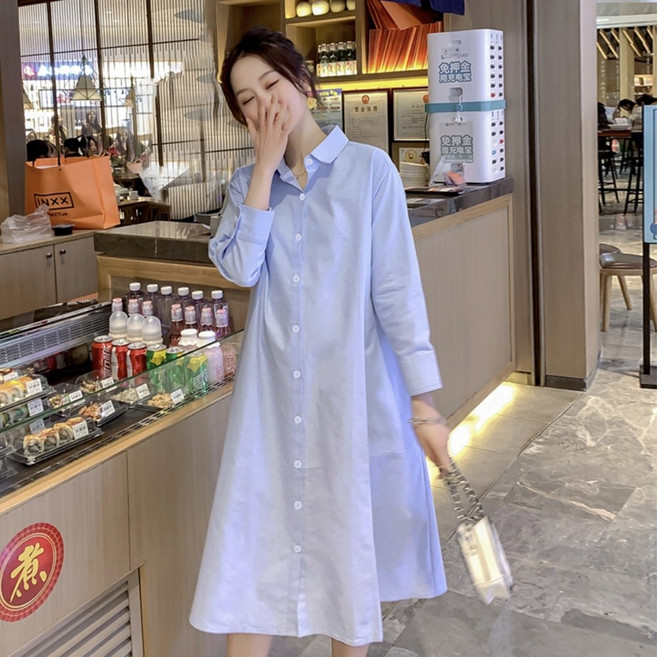 카라원피스 롱 앞단추 산모복 루즈핏 체형보완 편안착용 여름코디
