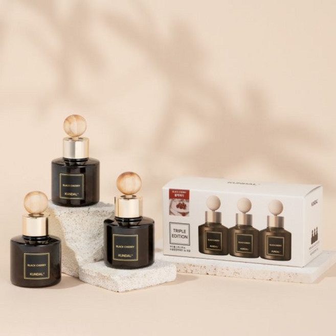 쿤달 퍼퓸 차량용 방향제 3구 세트 75ml, 블랙체리