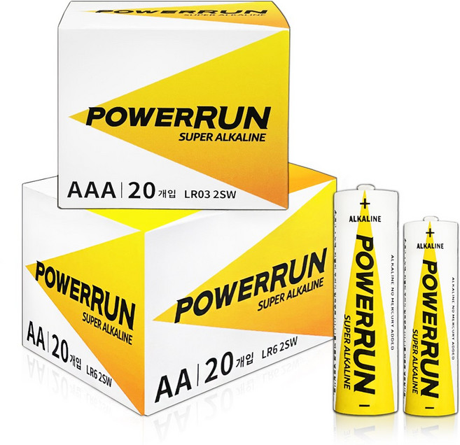파워런 알카라인 건전지 AA 20알 + AAA 20알, 1세트, 40개입