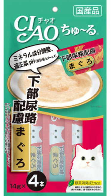 CIAO ちゅ〜る 貓咪肉泥點心 鮪魚口味 14g x 4入 礦物質調整 pH值配方, 4個, SC-105泌尿道保健配方（鮪魚）