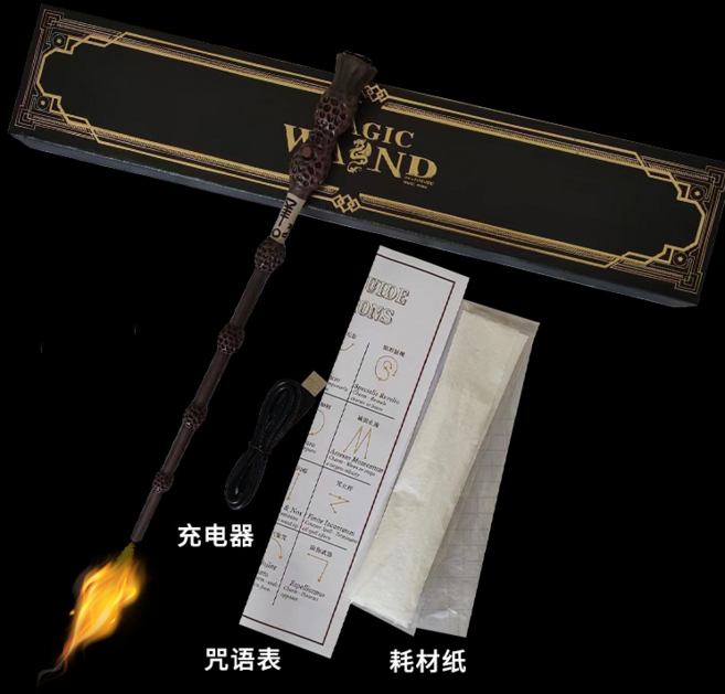 哈利波特 大口徑噴火魔杖 Cosplay 道具 魔術道具 帥氣金屬, 1個, 鄧布利多+耗材紙可噴火100次+禮盒+咒語表大口徑6.0毫米