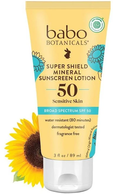 Babo Botanicals 바보보타니칼 선크림 로션 슈퍼 쉴드 미네랄 SPF 50 89ml, 1개 - 쿠팡