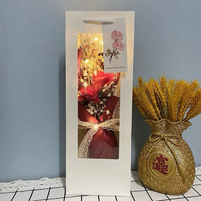 小清新香皂花束 迷你乾燥花束 教師節花束 婚禮小禮物 情人節禮物 畢業花束, 加購禮物袋（不含裡面花）, 1個