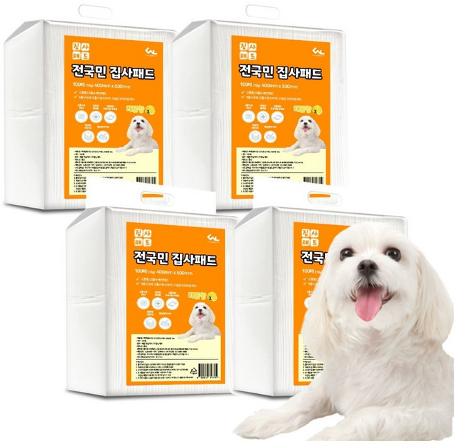 씨엔앨라이프 전국민 집사 레몬향 배변패드, 4개, 100개입