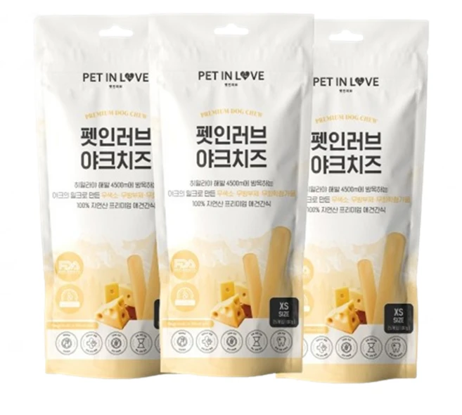 펫인러브 무염 YAK CHEESE, 야크치즈 XS (20g 5개입 총100g), 3팩 - 쿠팡