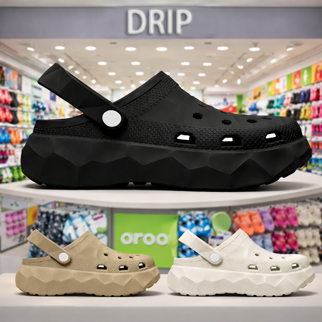 DRIP 슬리퍼 푹신한 쿠션 남성 여성 경량 논슬립 아쿠아슈즈 스텝 샌들 키높이 커플