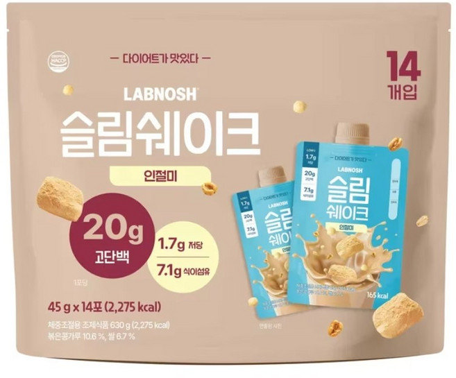 랩노쉬 슬림쉐이크 인절미, 45g, 14개